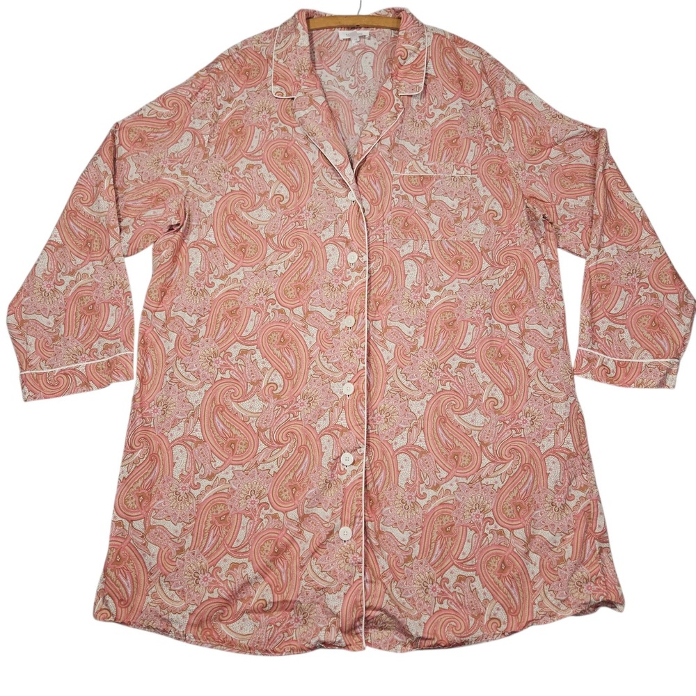 Haven Well Within Nightshirt Pajama Top Pink Paisley Cotton XXL